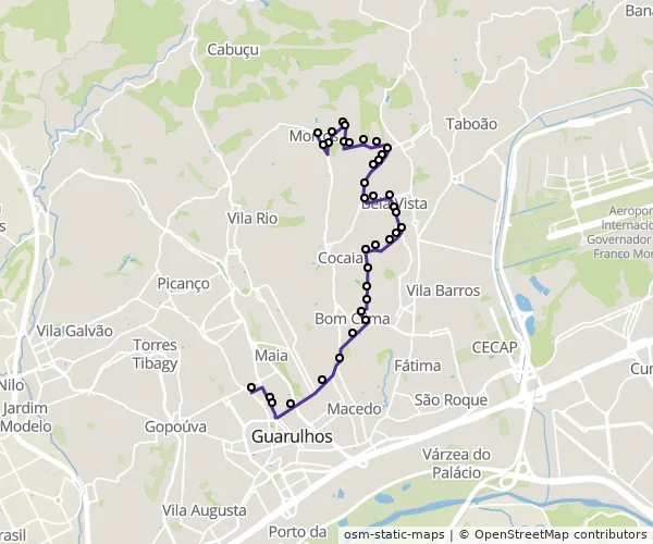 Mapa do itinerário da linha
