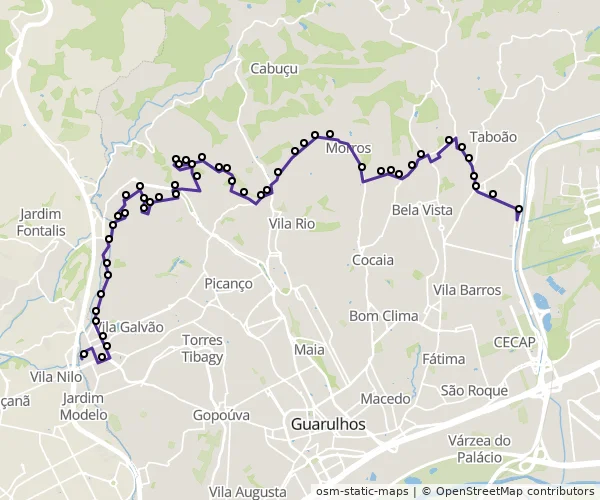 Mapa do itinerário da linha