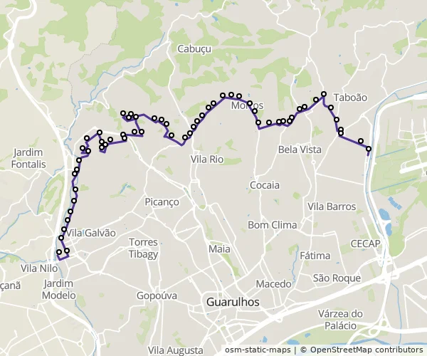 Mapa do itinerário da linha