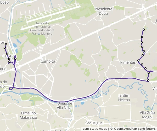 Mapa do itinerário da linha
