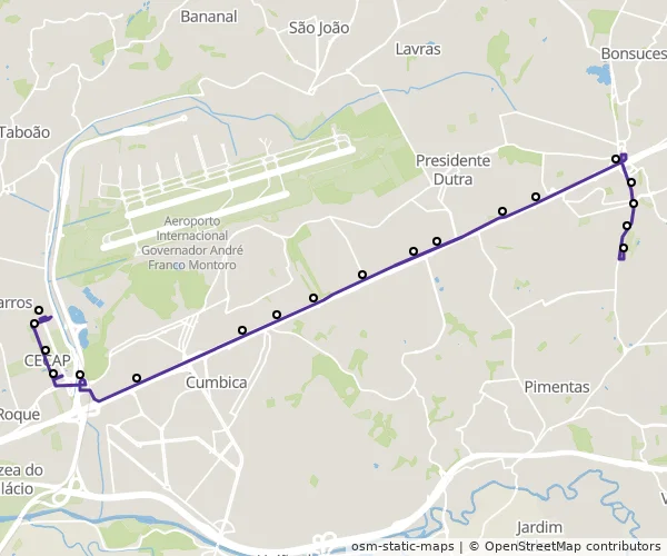 Mapa do itinerário da linha