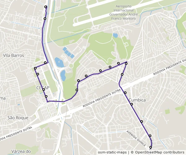Mapa do itinerário da linha
