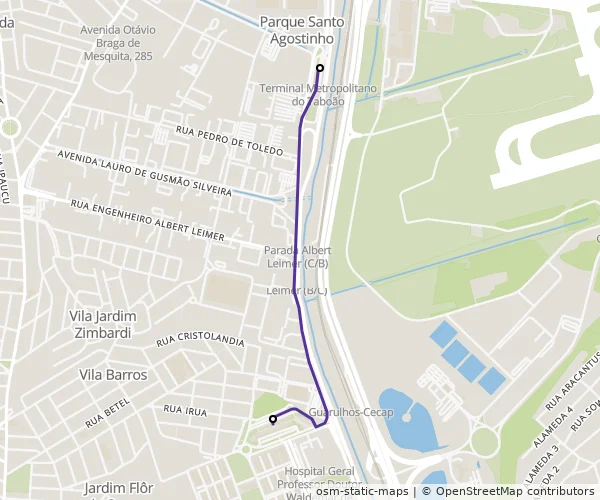 Mapa do itinerário da linha