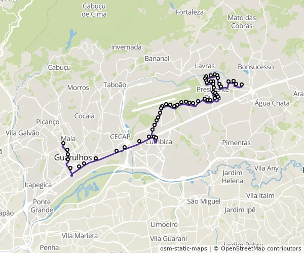 Mapa do itinerário da linha