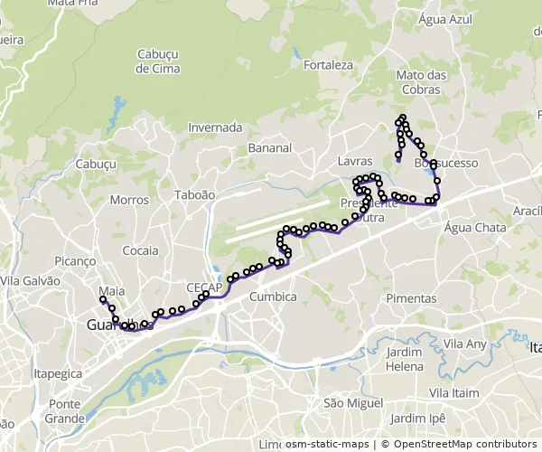 Mapa do itinerário da linha