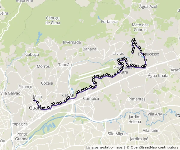 Mapa do itinerário da linha