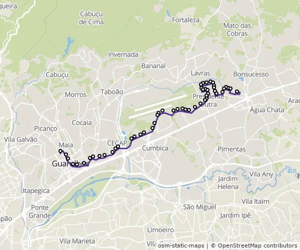 Mapa do itinerário da linha