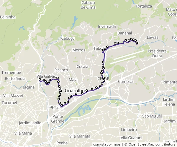 Mapa do itinerário da linha