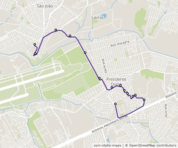 Mapa do itinerário da linha