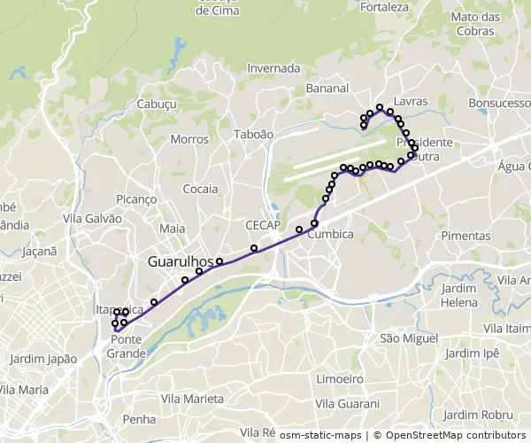 Mapa do itinerário da linha