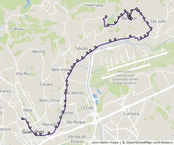 Mapa do itinerário da linha