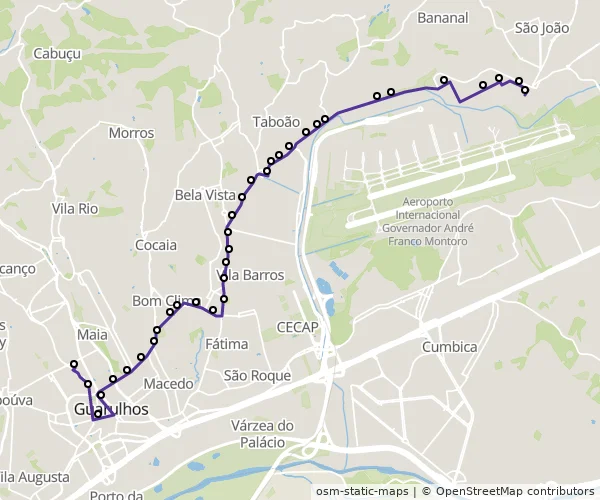 Mapa do itinerário da linha