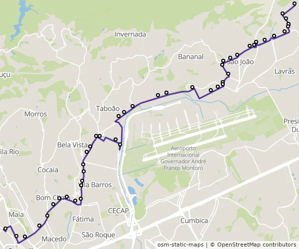 Mapa do itinerário da linha