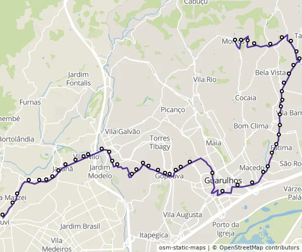 Mapa do itinerário da linha