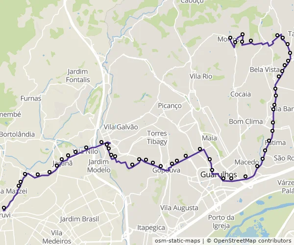 Mapa do itinerário da linha