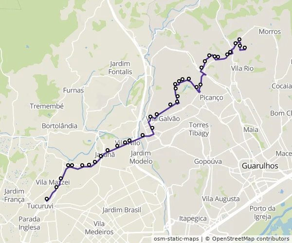 Mapa do itinerário da linha