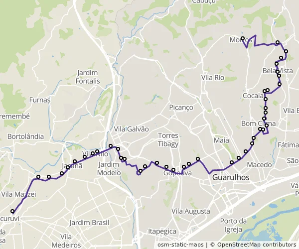 Mapa do itinerário da linha