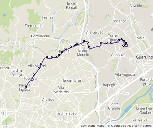 Mapa do itinerário da linha
