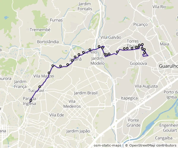 Mapa do itinerário da linha
