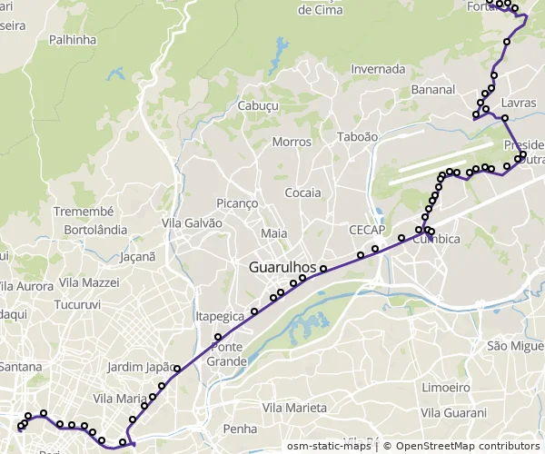 Mapa do itinerário da linha