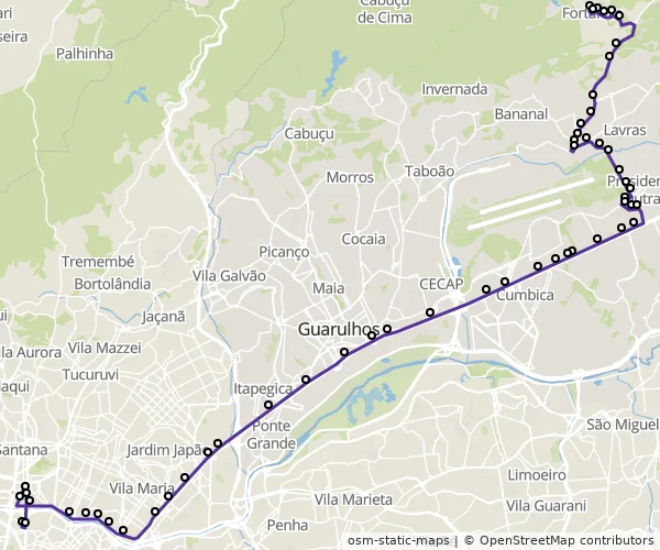 Mapa do itinerário da linha
