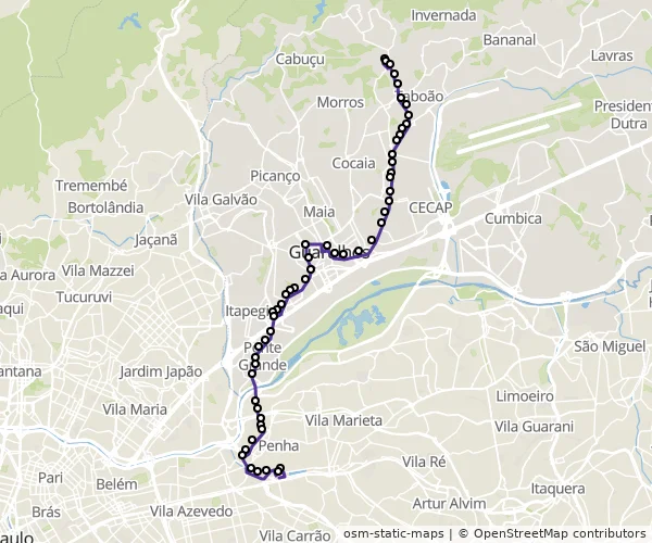 Mapa do itinerário da linha