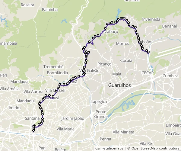 Mapa do itinerário da linha