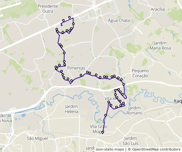 Mapa do itinerário da linha