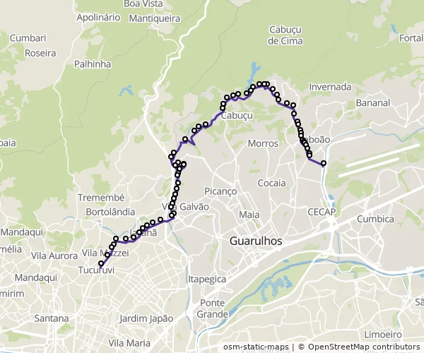 Mapa do itinerário da linha