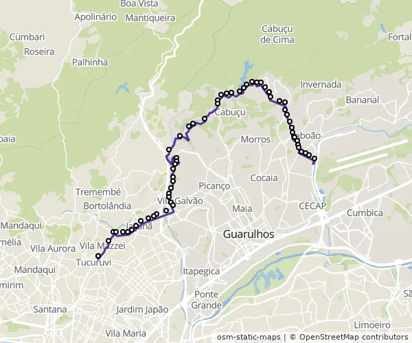 Mapa do itinerário da linha