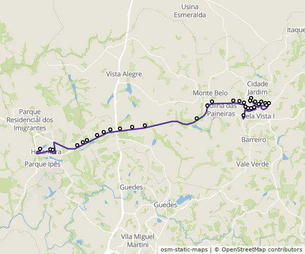Mapa do itinerário da linha