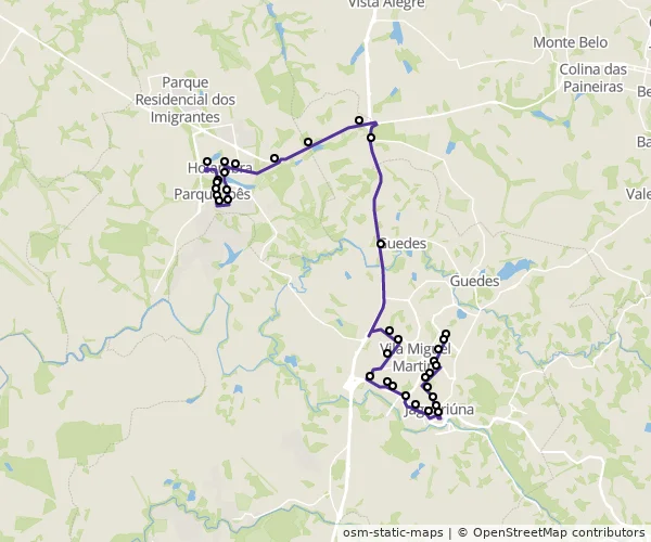 Mapa do itinerário da linha