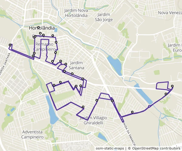 Mapa do itinerário da linha