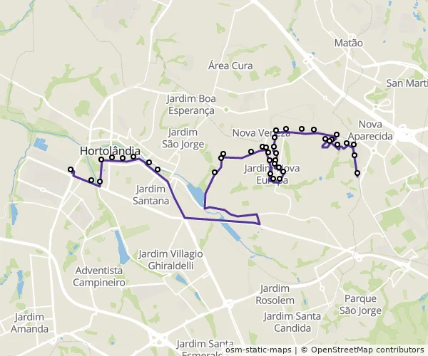 Mapa do itinerário da linha
