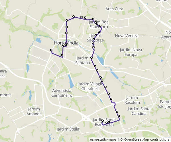 Mapa do itinerário da linha