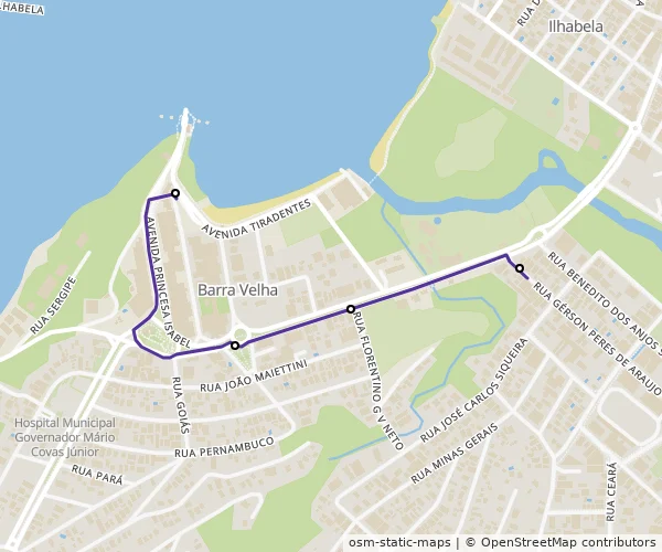 Mapa do itinerário da linha