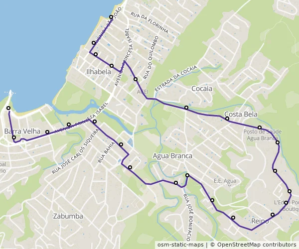 Mapa do itinerário da linha