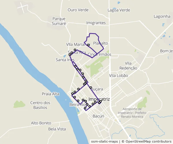 Mapa do itinerário da linha