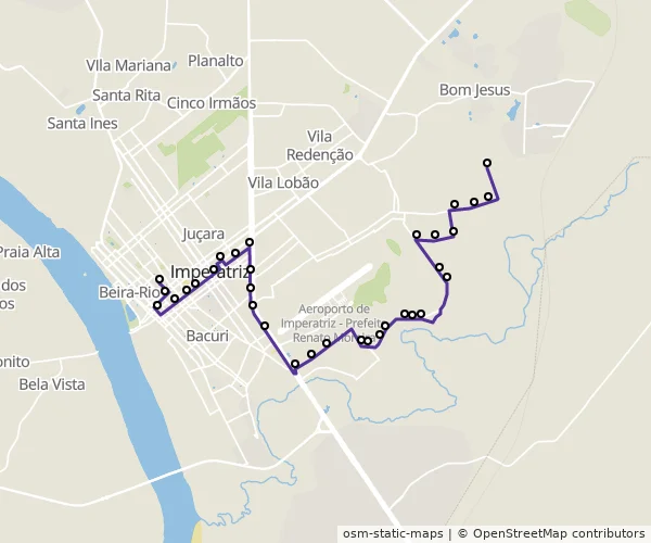 Mapa do itinerário da linha