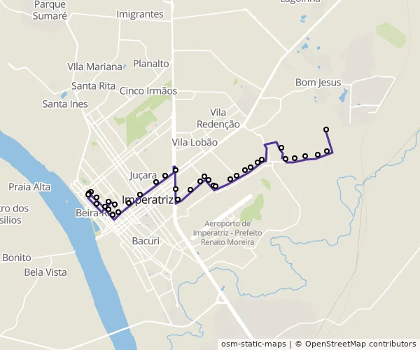 Mapa do itinerário da linha