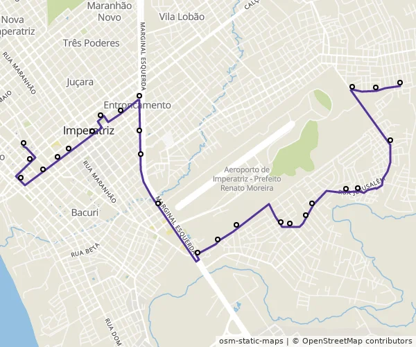 Mapa do itinerário da linha