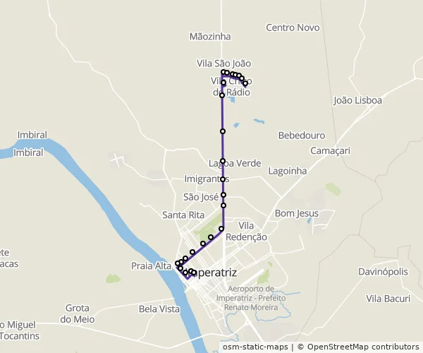 Mapa do itinerário da linha