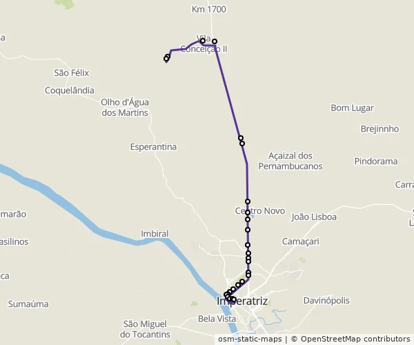 Mapa do itinerário da linha