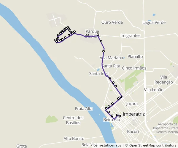 Mapa do itinerário da linha