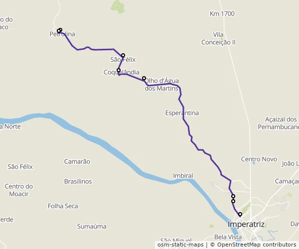 Mapa do itinerário da linha