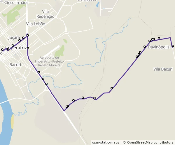 Mapa do itinerário da linha