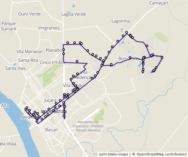 Mapa do itinerário da linha