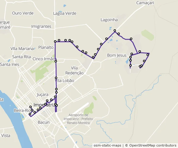 Mapa do itinerário da linha