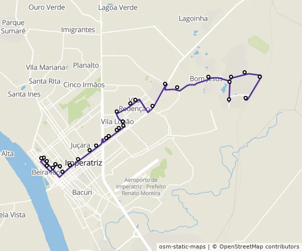 Mapa do itinerário da linha