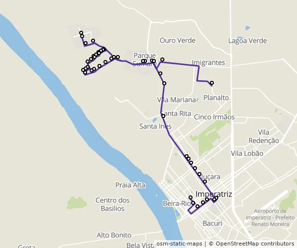 Mapa do itinerário da linha